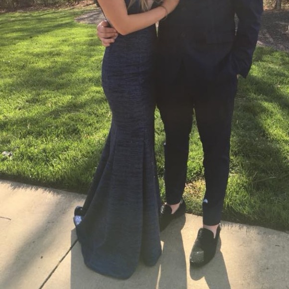 Navy Blue Mermaid Prom Dress - Picture 8 of 8